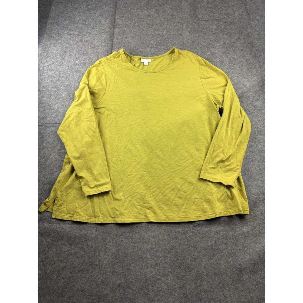 J Jill Top Womens 2X Yellow Jersey Long Sleeve T-Shirt Flowy Boho Oversized
